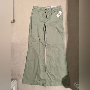 NWT And now this green wide leg pants, size 29, “faded sage” button up wide leg